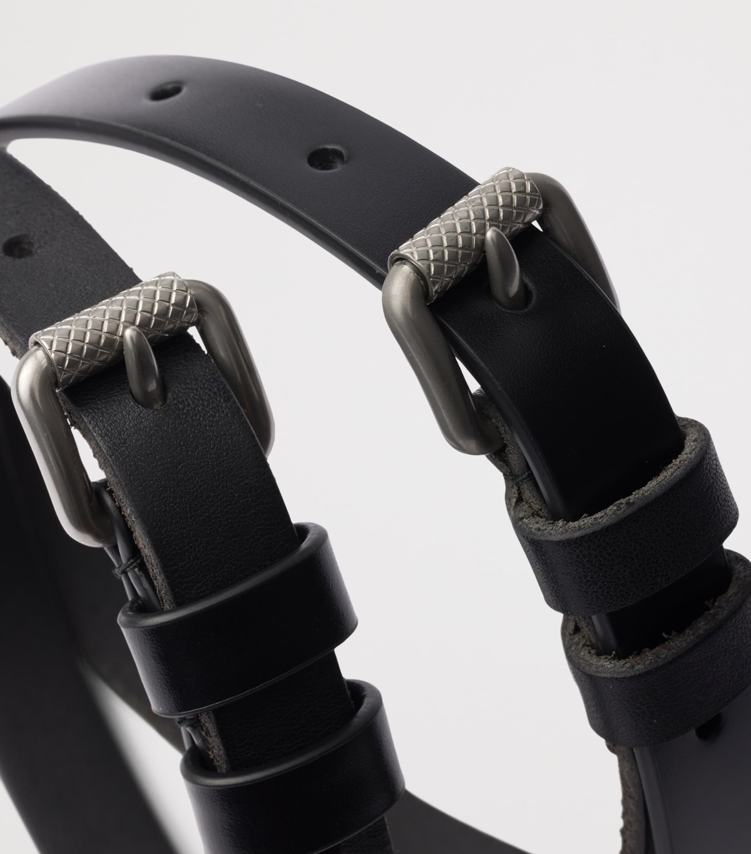 Prada leather double-buckle belt, UK version