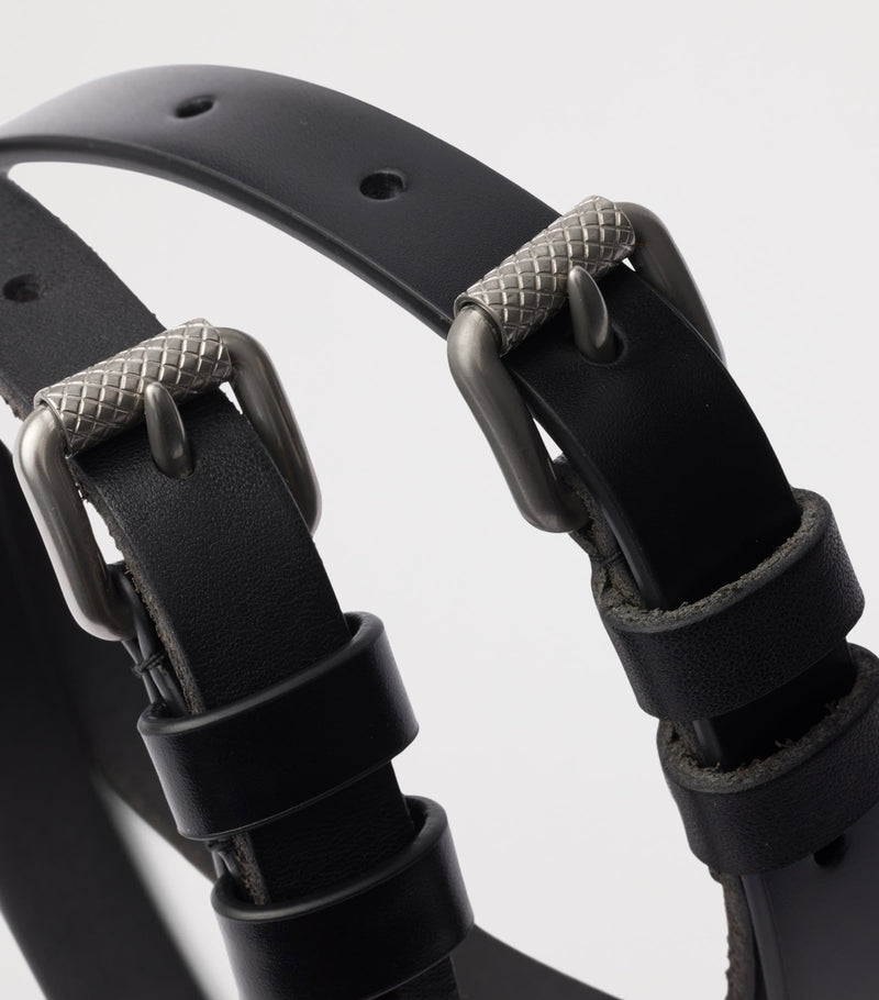 Prada leather double-buckle belt, UK version