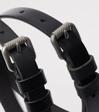 Prada leather double-buckle belt, UK version