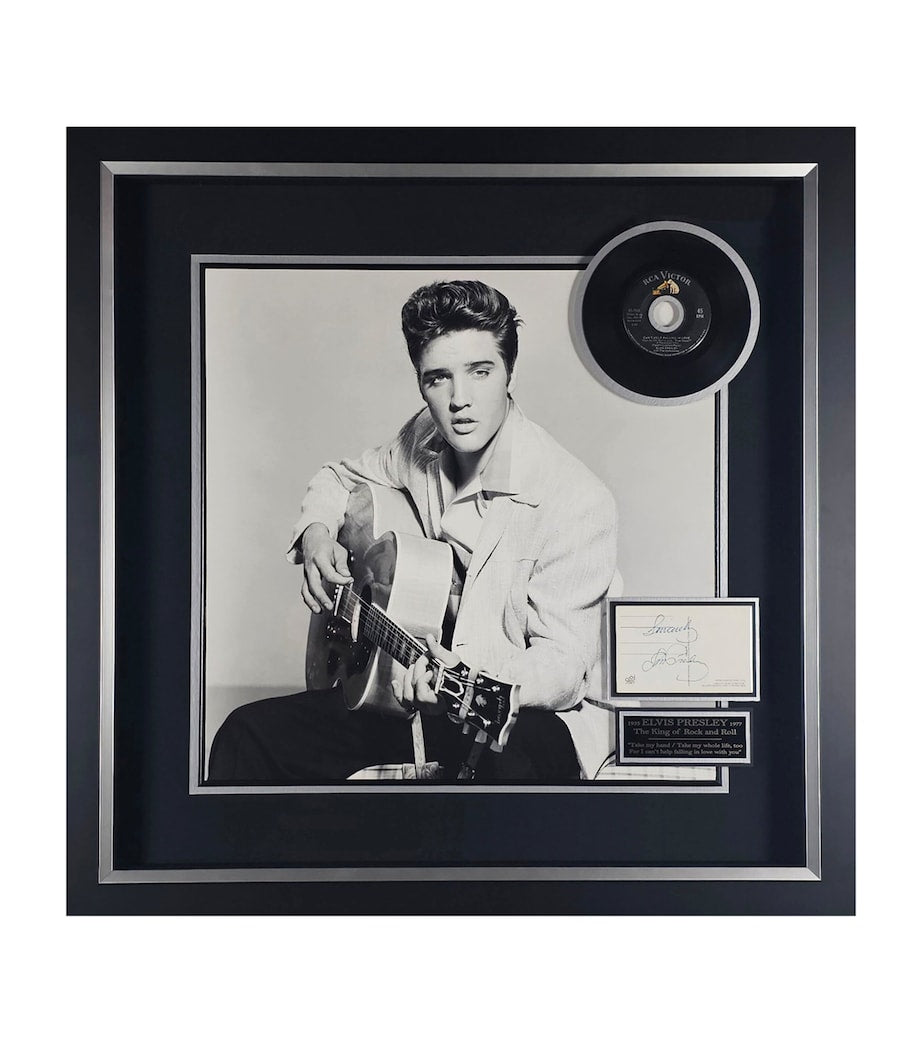Leipzig Galleries vintage framed Elvis Presley signed display, imported from the UK