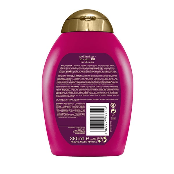 OGX Anti-Breakage Keratin Oil Conditioner 385ml, imported from the UK