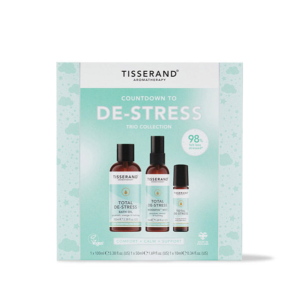 Tisserand De-Stress Collection essential oils blend, imported from the UK