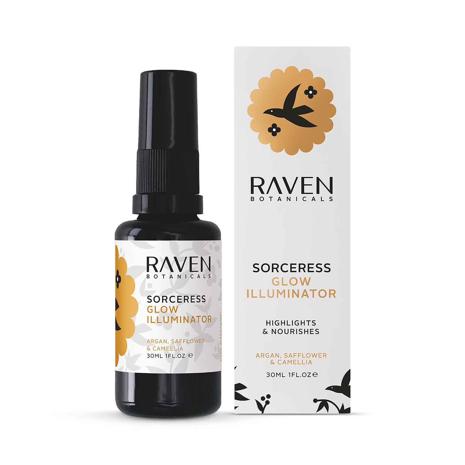 Raven Botanicals Sorceress Glow illuminator 30ml, imported from the UK