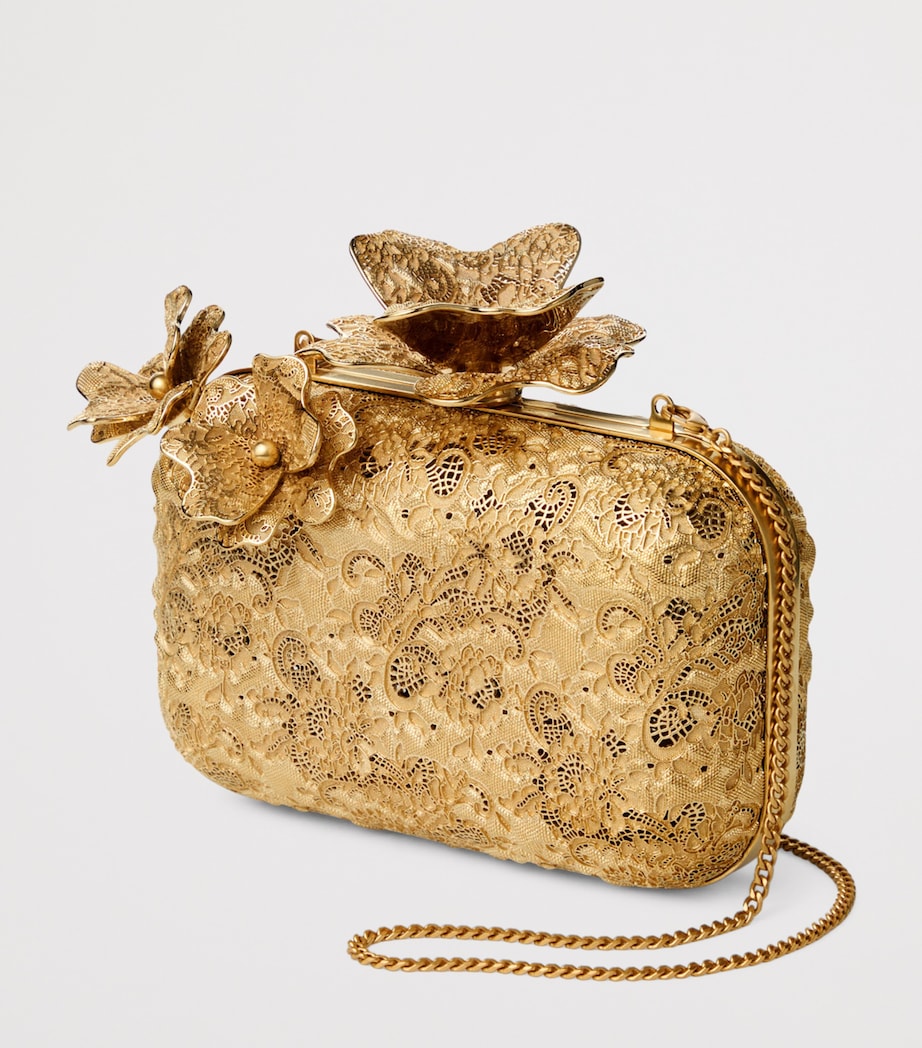 Jimmy Choo Cloud clutch bag in gold-tone metal lace, UK version