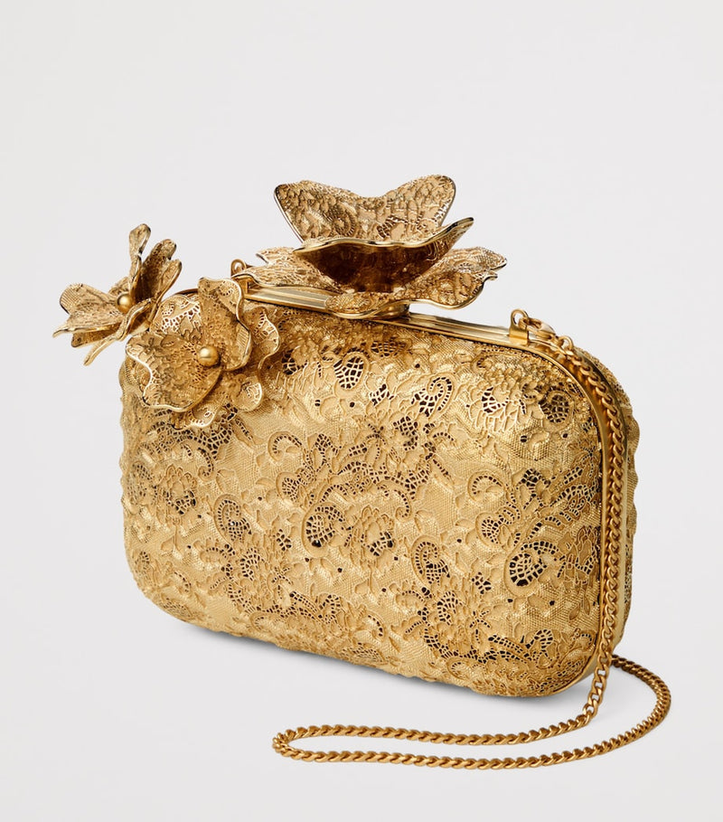 Jimmy Choo Cloud clutch bag in gold-tone metal lace, UK version