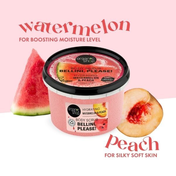 Organic Shop watermelon and peach body scrub 250ml - British product