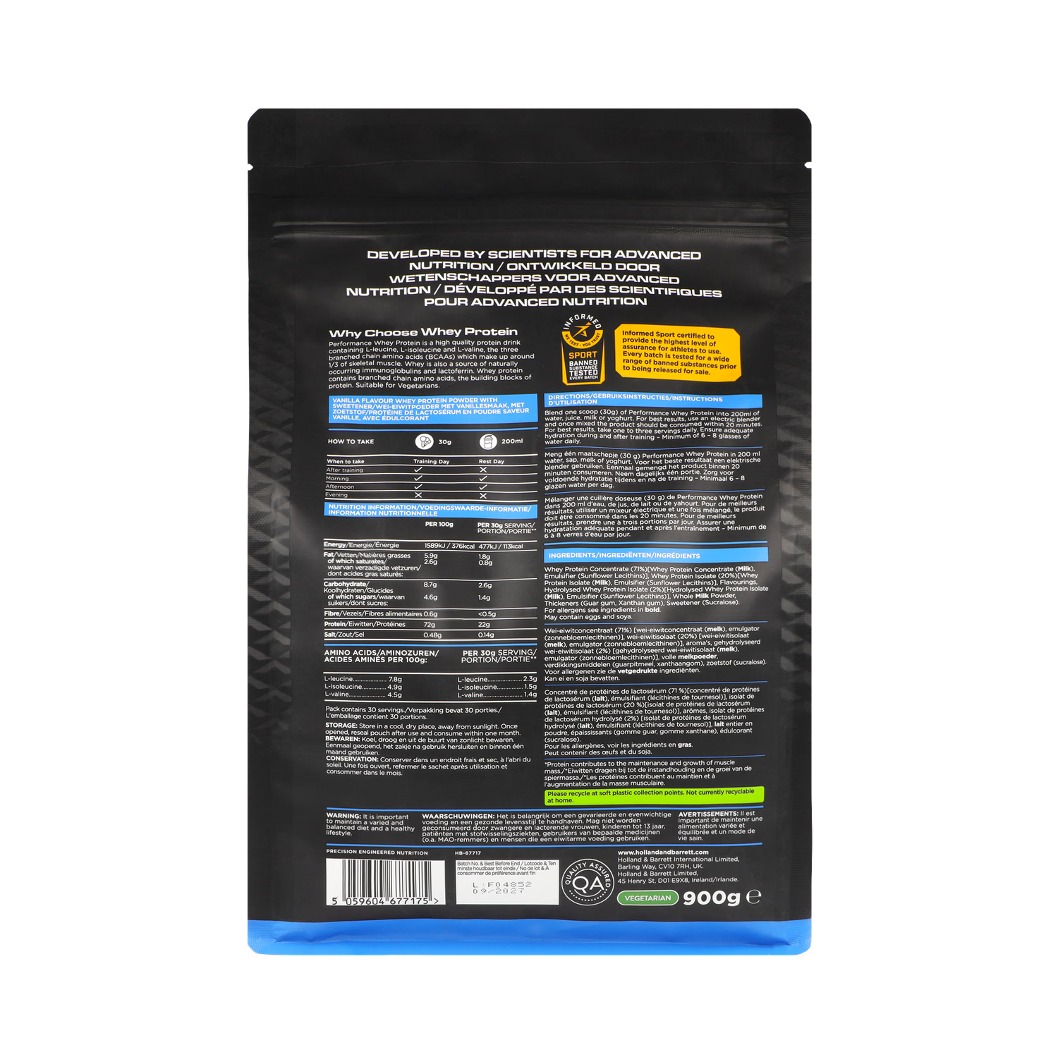 Precision Engineered whey protein vanilla 900g, UK version