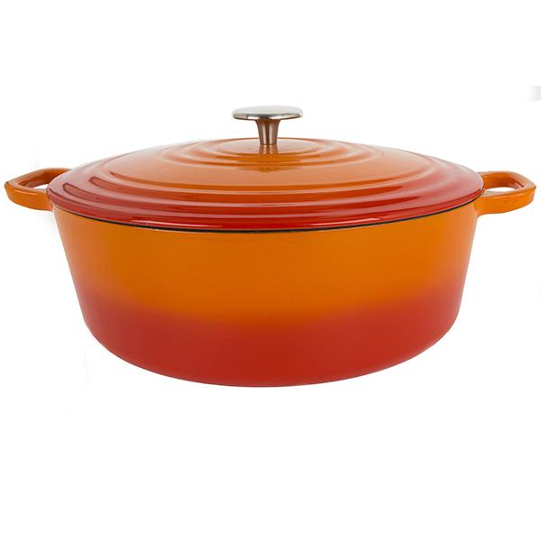 Habitat Cast Iron Oval Casserole Dish Orange 4.7L GOODS Sainsburys   