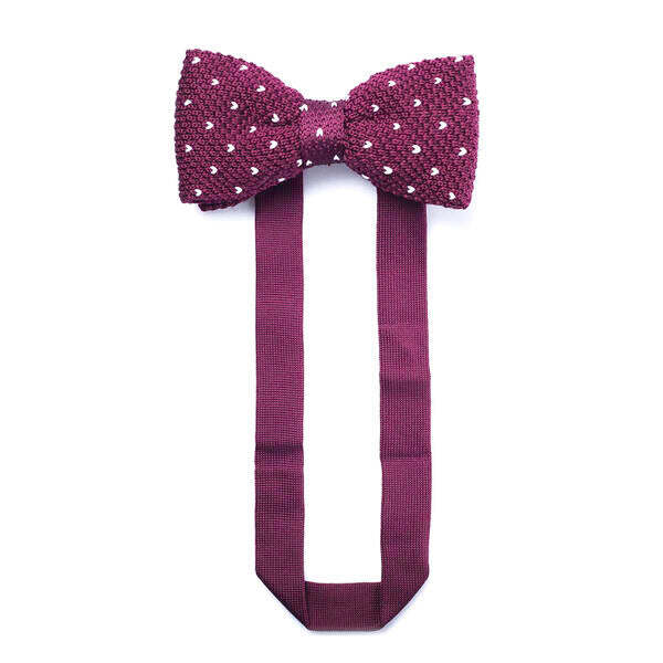 SVNX burgundy white crochet bow tie, imported from the UK