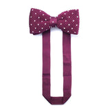 SVNX burgundy white crochet bow tie, imported from the UK
