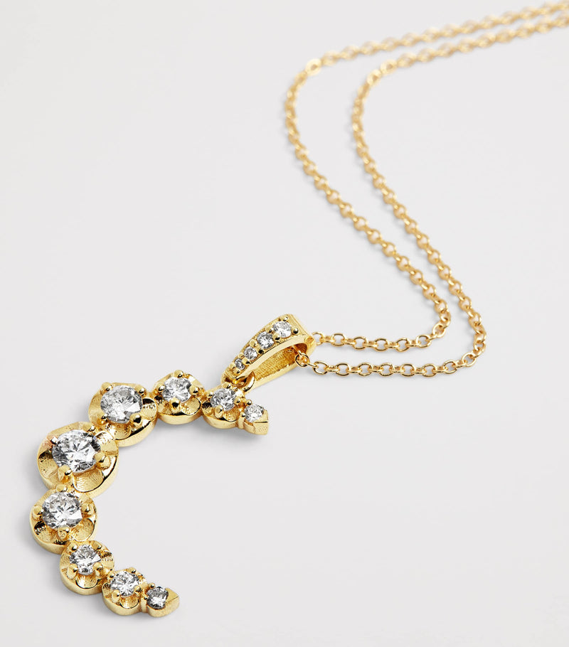 Jennifer Meyer moon necklace in yellow gold with diamonds (British brand)