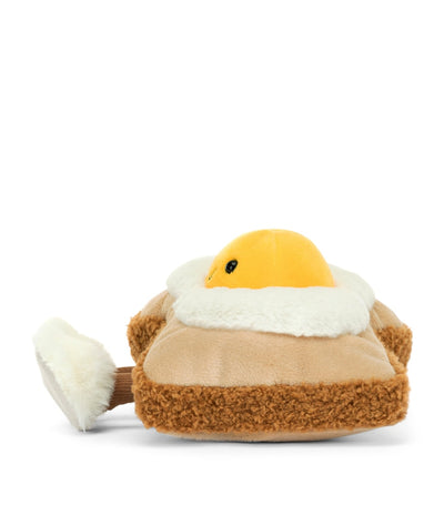 Eggformet myk leke med fluffy tøfler for nyfødte, ca. 16 cm bred