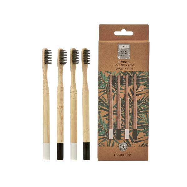 Full Circle Beauty bamboo charcoal toothbrush 4 pack, imported from the UK