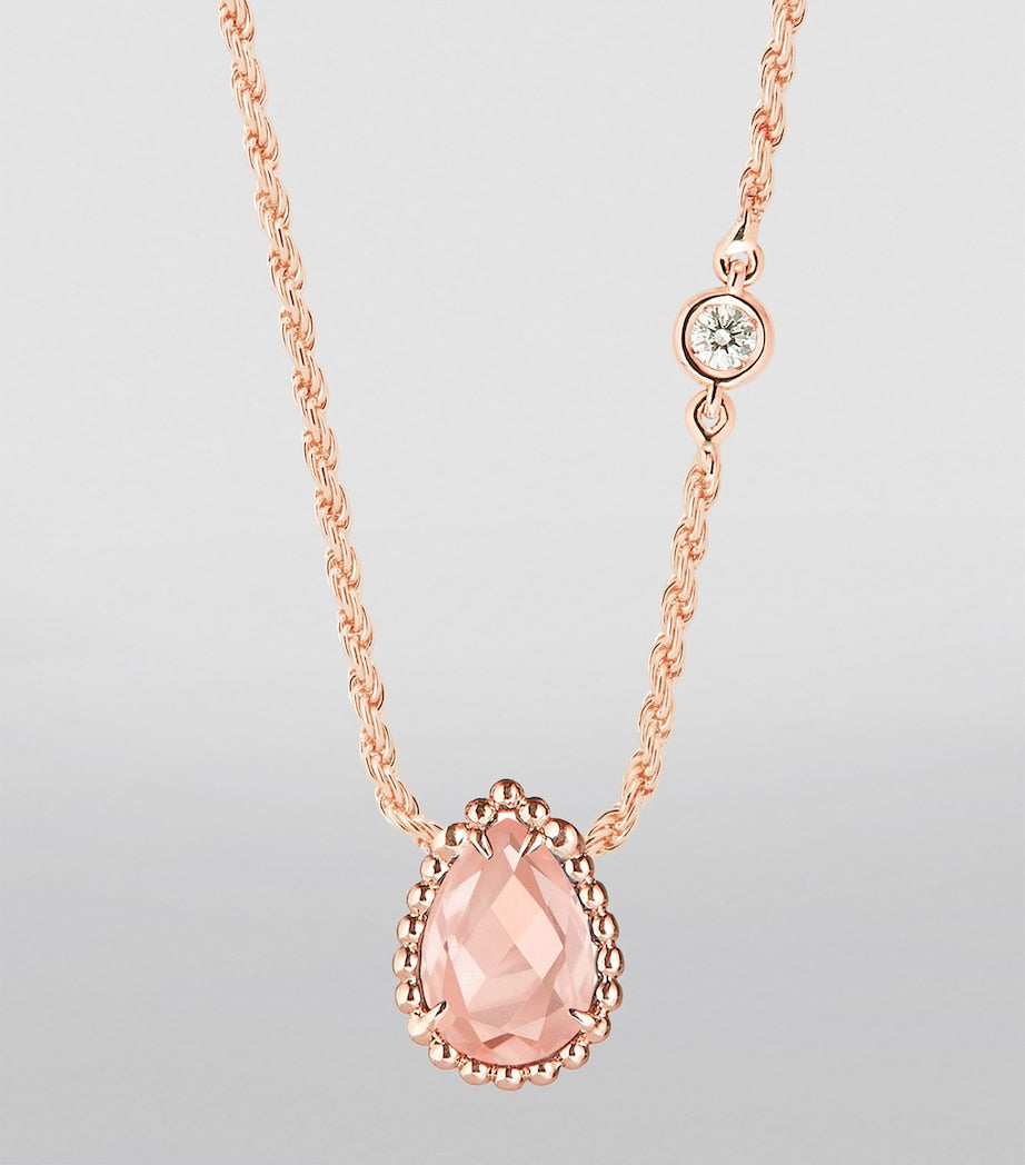 Boucheron Serpent Bohème rose gold necklace with pink quartz and diamond, UK version