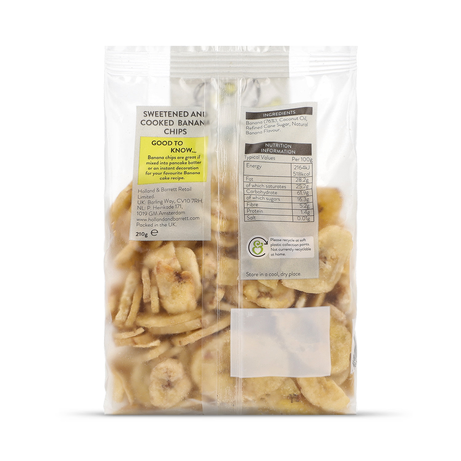 Holland & Barrett Crunchy Banana Chips 210g, UK version