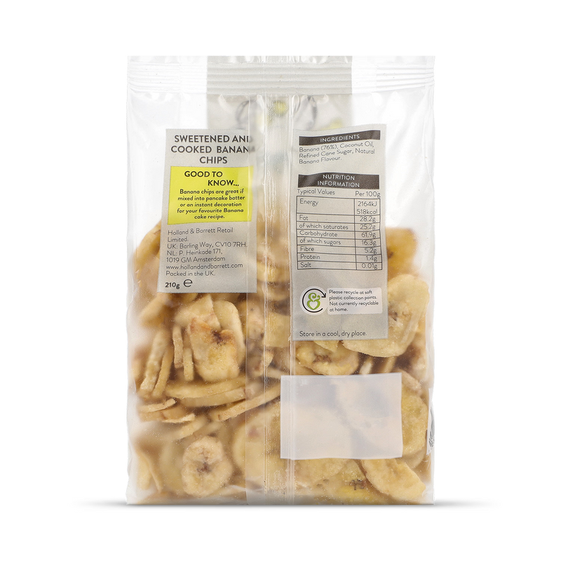 Holland & Barrett Crunchy Banana Chips 210g, UK version
