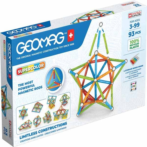 Geomag Supercolor 93 piece magnetic building set, imported from the UK