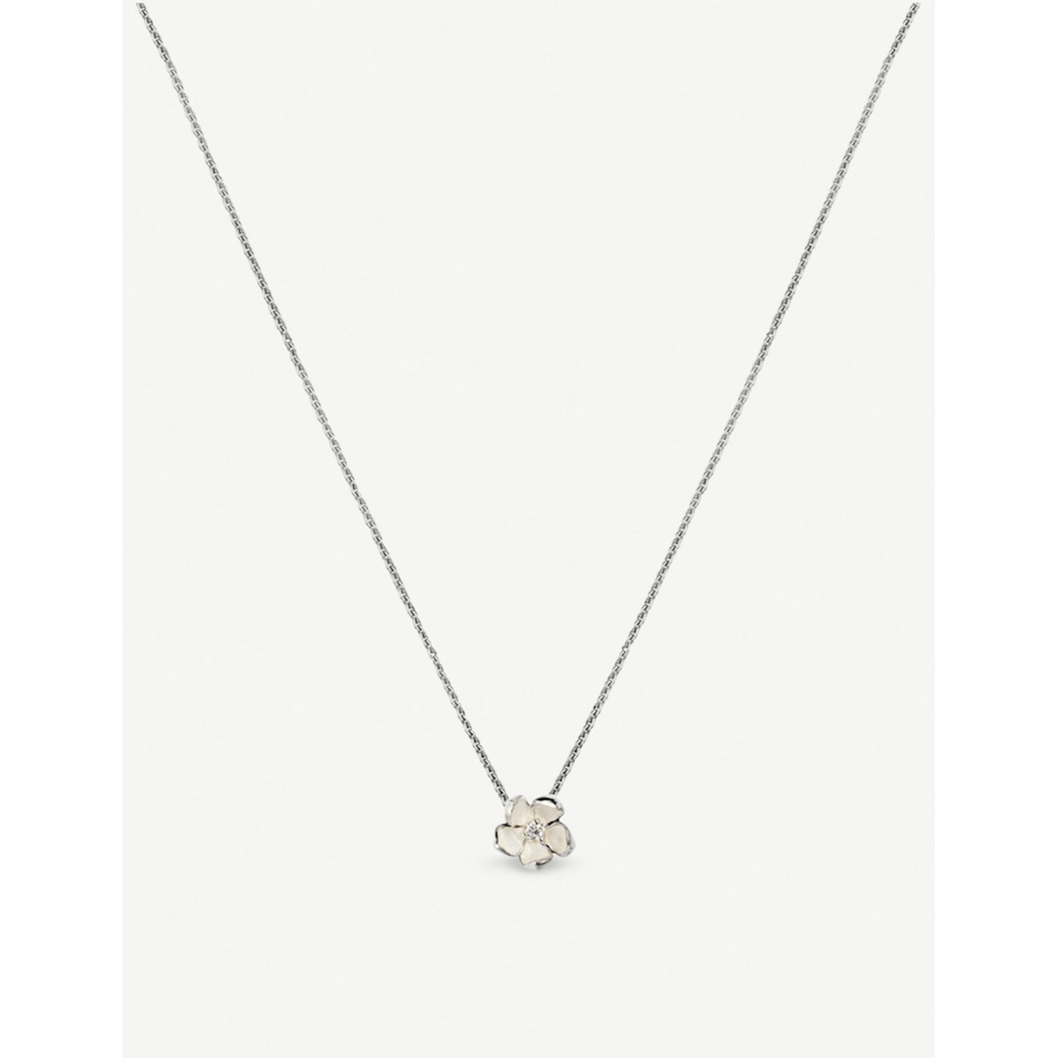 Shaun Leane cherry blossom silver diamond pendant necklace 43cm - British product