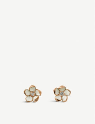 Shaun Leane rose gold vermeil diamond stud earrings (British brand)