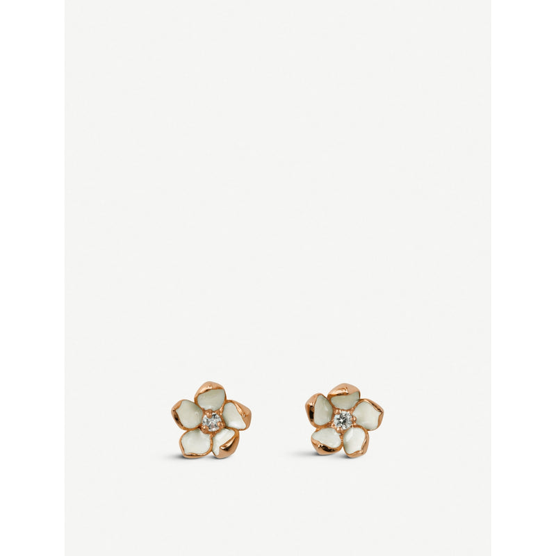 Shaun Leane rose gold vermeil diamond stud earrings (British brand)