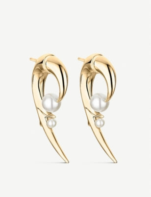 Shaun Leane Cherry Blossom Hook earrings with pearl and yellow-gold vermeil - British product