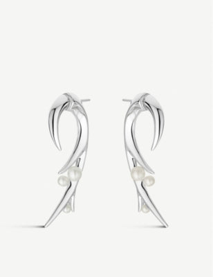 Shaun Leane Cherry Blossom Hook sterling silver earrings 3.9cm (British brand)