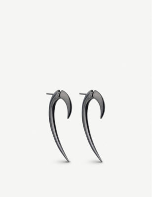 Shaun Leane Hook rhodium-plated earrings, graduated curve design, UK version