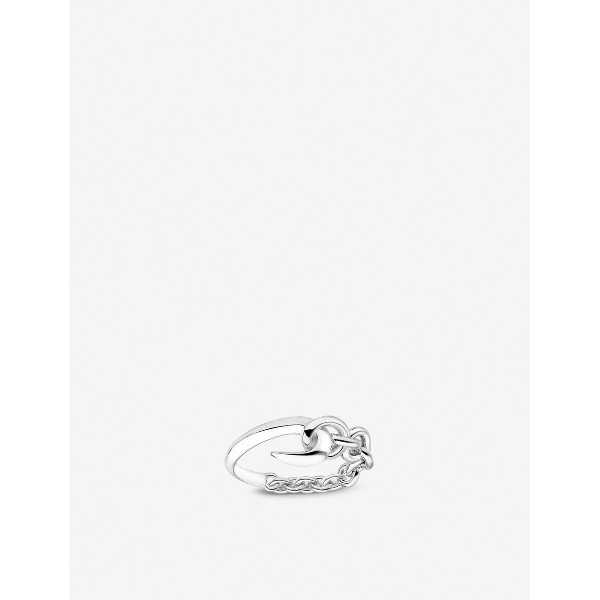 Hook and chain sterling silver ring - M