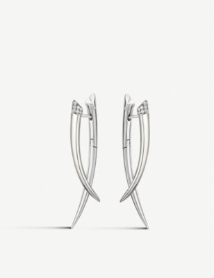 Shaun Leane sterling silver drop earrings with 0.11ct white diamonds (British brand)