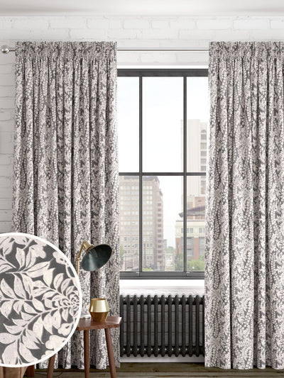 Next Next Charcoal Grey Leaf Made to Measure Curtains- Buy online at McGrocer
