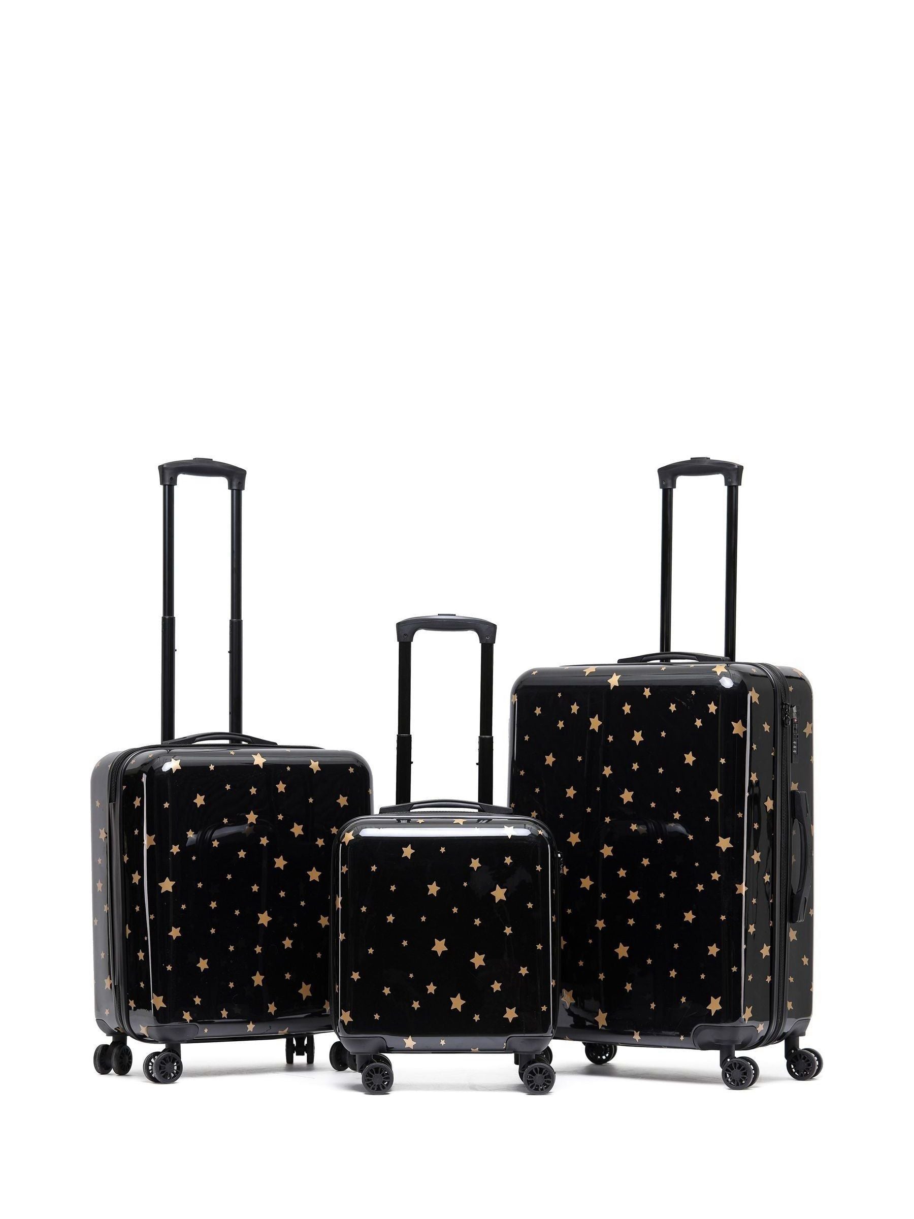 Flight Knight luggage set Black/Gold Stars 3 piece (British brand)