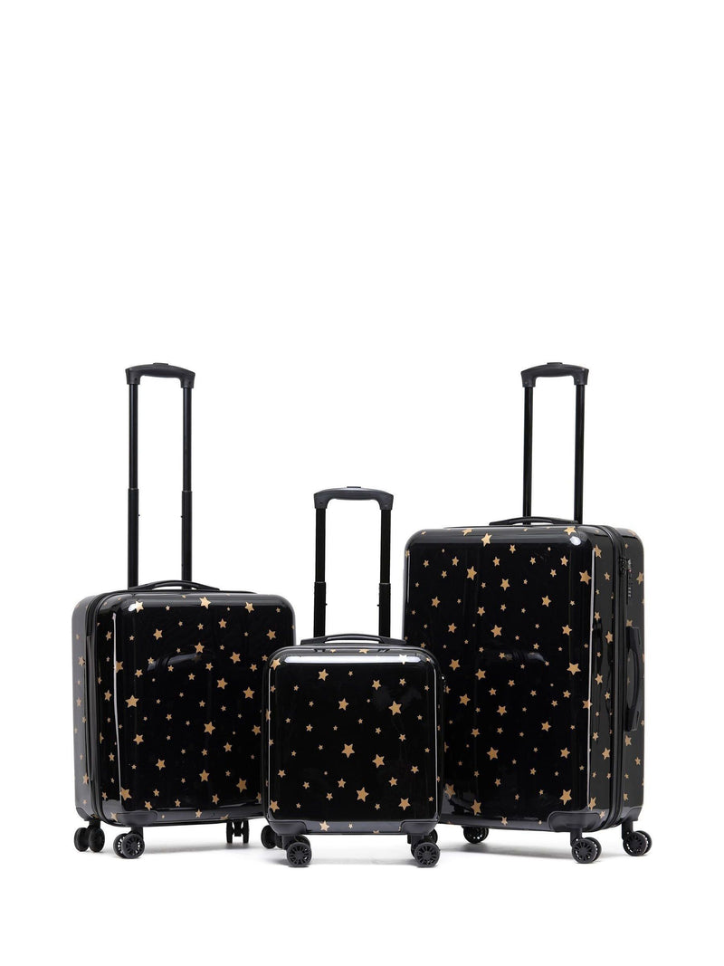 Flight Knight luggage set Black/Gold Stars 3 piece (British brand)