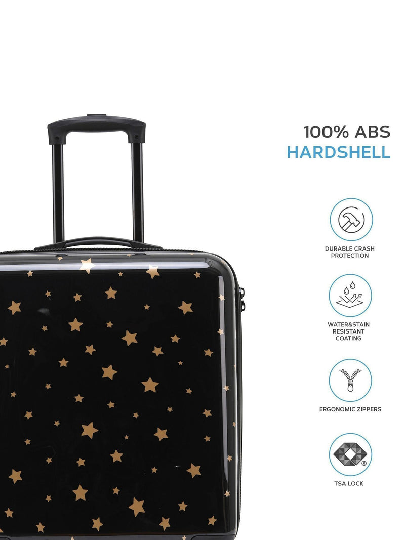 Flight Knight luggage set Black/Gold Stars 3 piece (British brand)