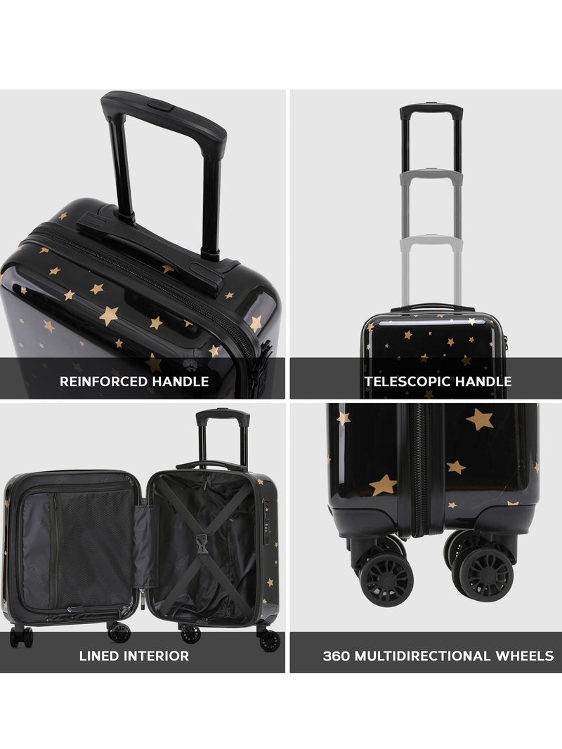 Flight Knight luggage set Black/Gold Stars 3 piece (British brand)