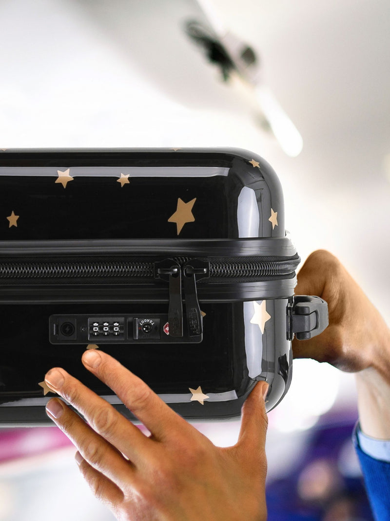 Flight Knight luggage set Black/Gold Stars 3 piece (British brand)
