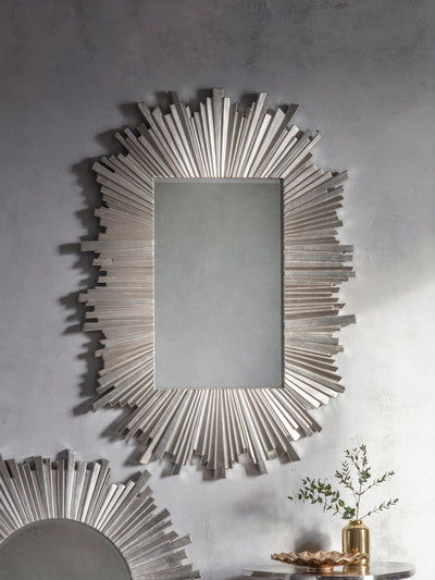 Next Gallery Home Silver Herzfeld Rectangle Art Deco Wall Mirror, 93cm x 127cm- Buy online at McGrocer