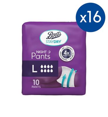 Boots Staydry Night Pants Large - 160 Pants (16 Pack Bundle) GOODS Boots   