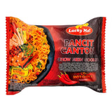Lucky Me pancit canton noodles hot chili flavour, imported from the UK