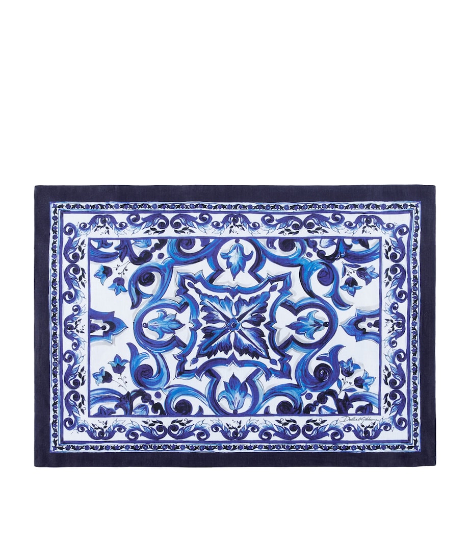 Dolce&Gabbana Majolica print cotton placemat and napkin set with 53x30cm placemat and 50x50cm napkin - British product