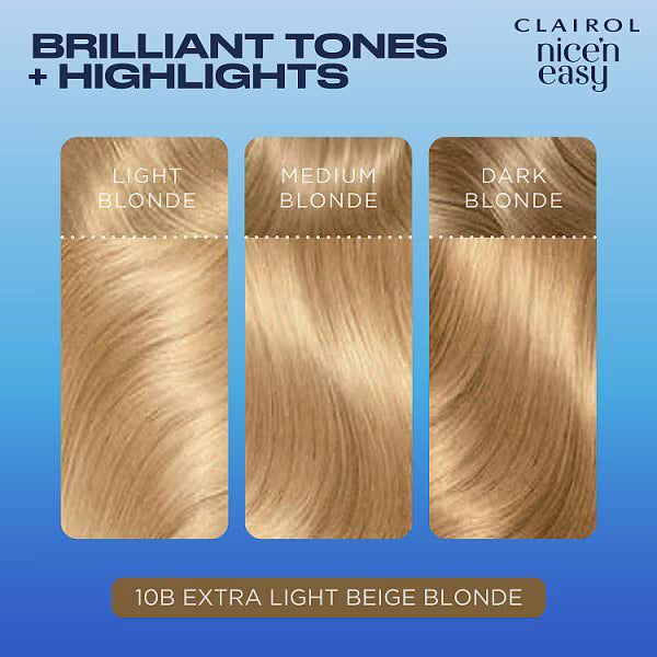 Clairol Nice'N Easy permanent hair dye 10B Light Beige Blonde - British product