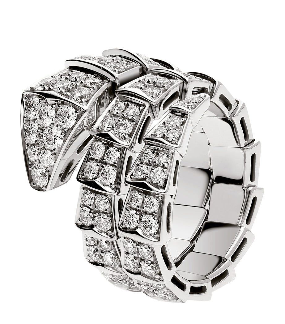 Bvlgari Serpenti Viper 18kt white gold diamond ring, UK version