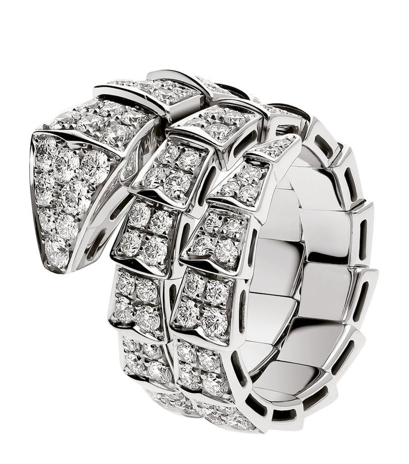 Bvlgari Serpenti Viper 18kt white gold diamond ring, UK version