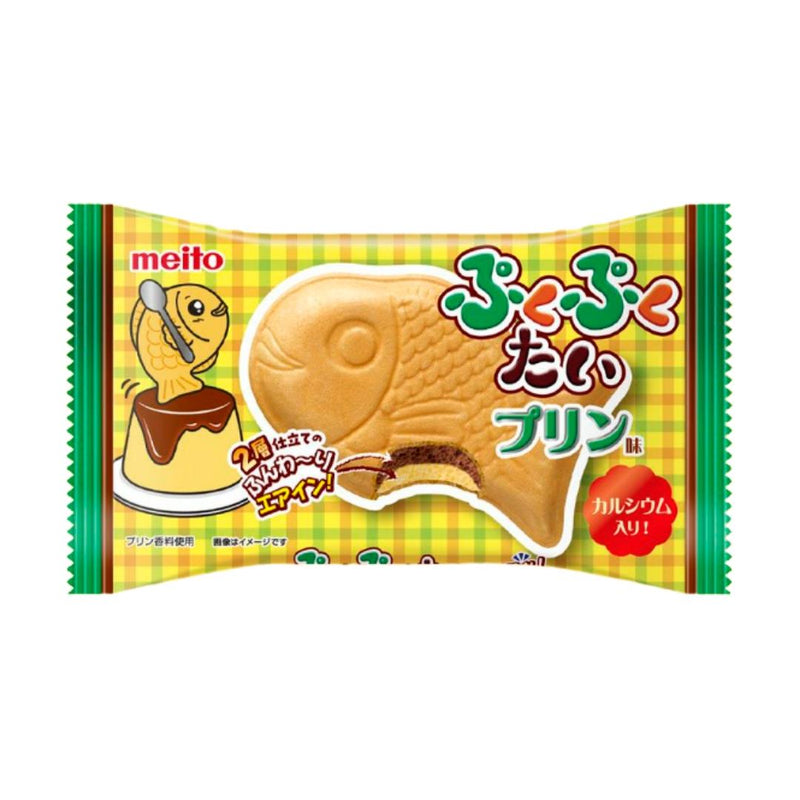 Meito Pukupuku Tai fish-shaped pudding wafer (British brand)