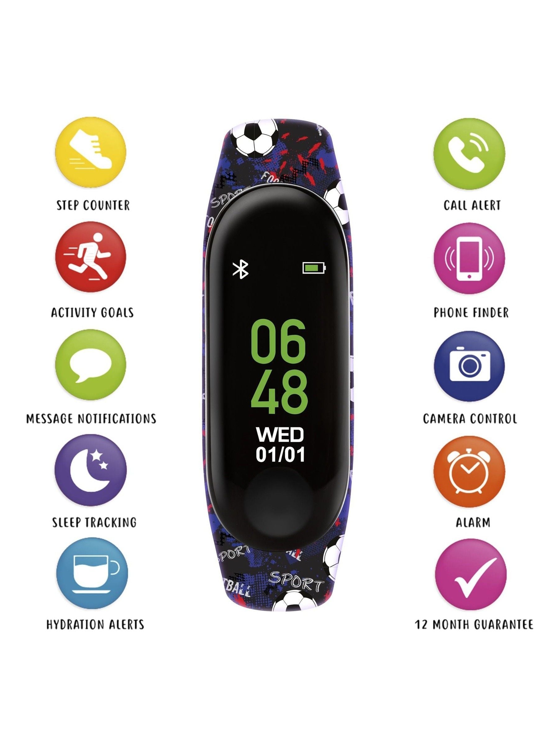 Peers Hardy Tikkers football smart watch black silicone strap, UK version