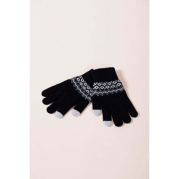 SVNX Christmas Print Gloves in Black - British product