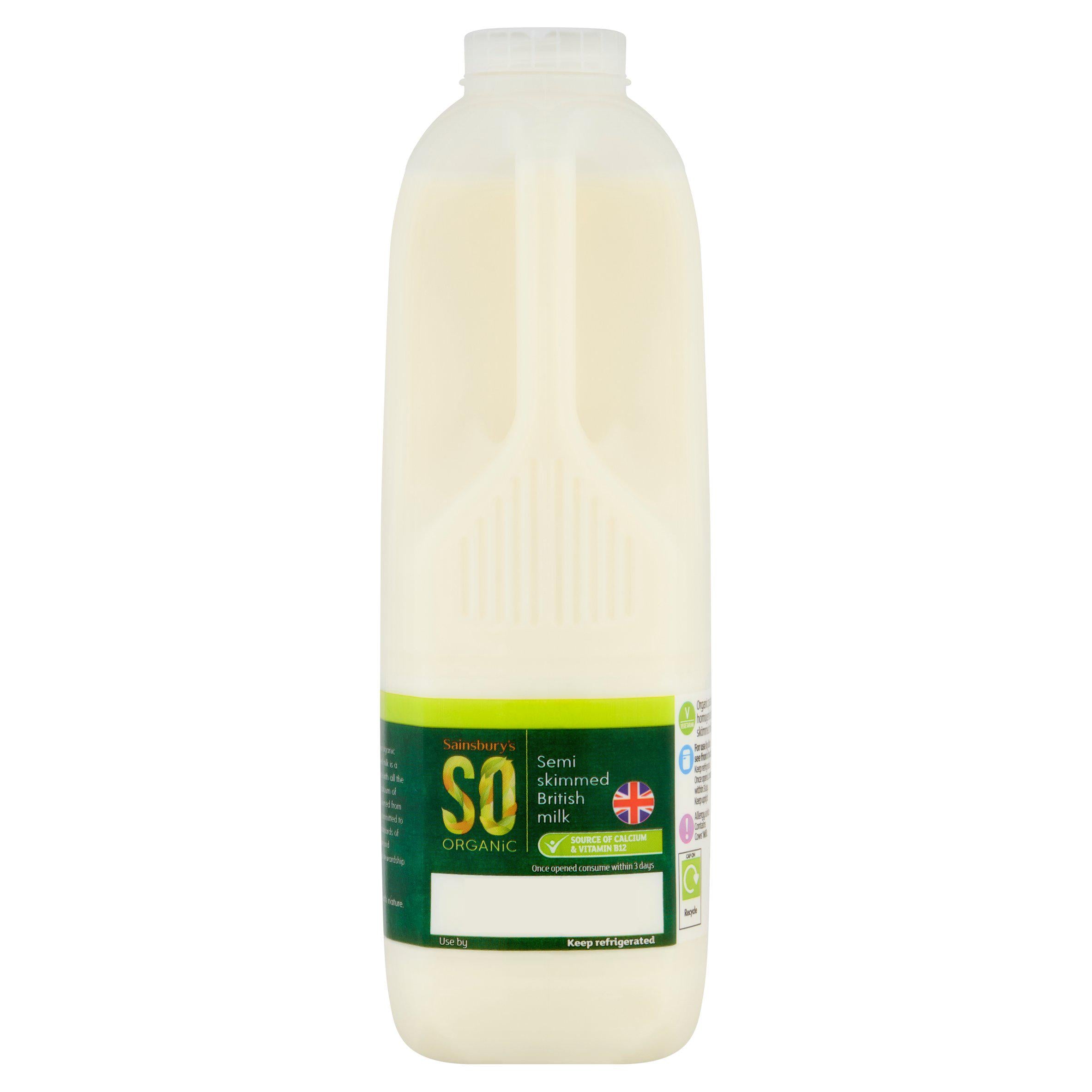 Sainsbury's British Semi Skimmed Milk, SO Organic 1.13L (2 pint) GOODS Sainsburys   