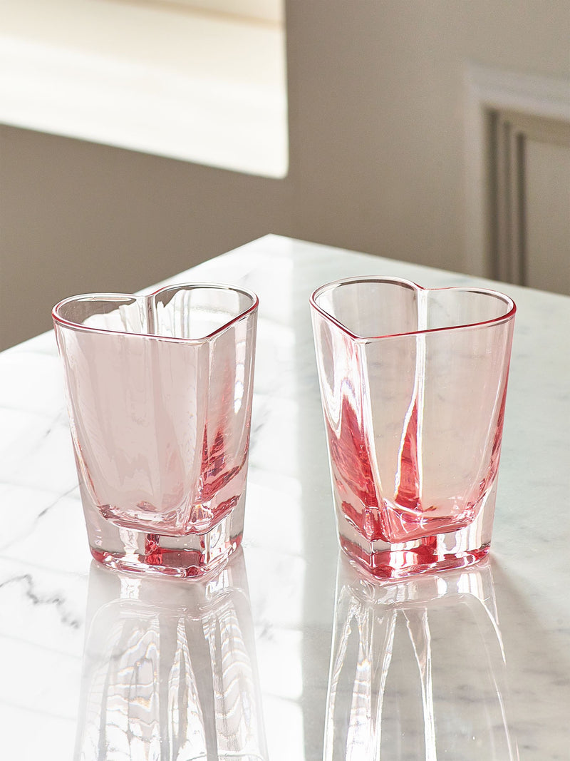 Pink heart tumbler glasses set of 2 (British brand)