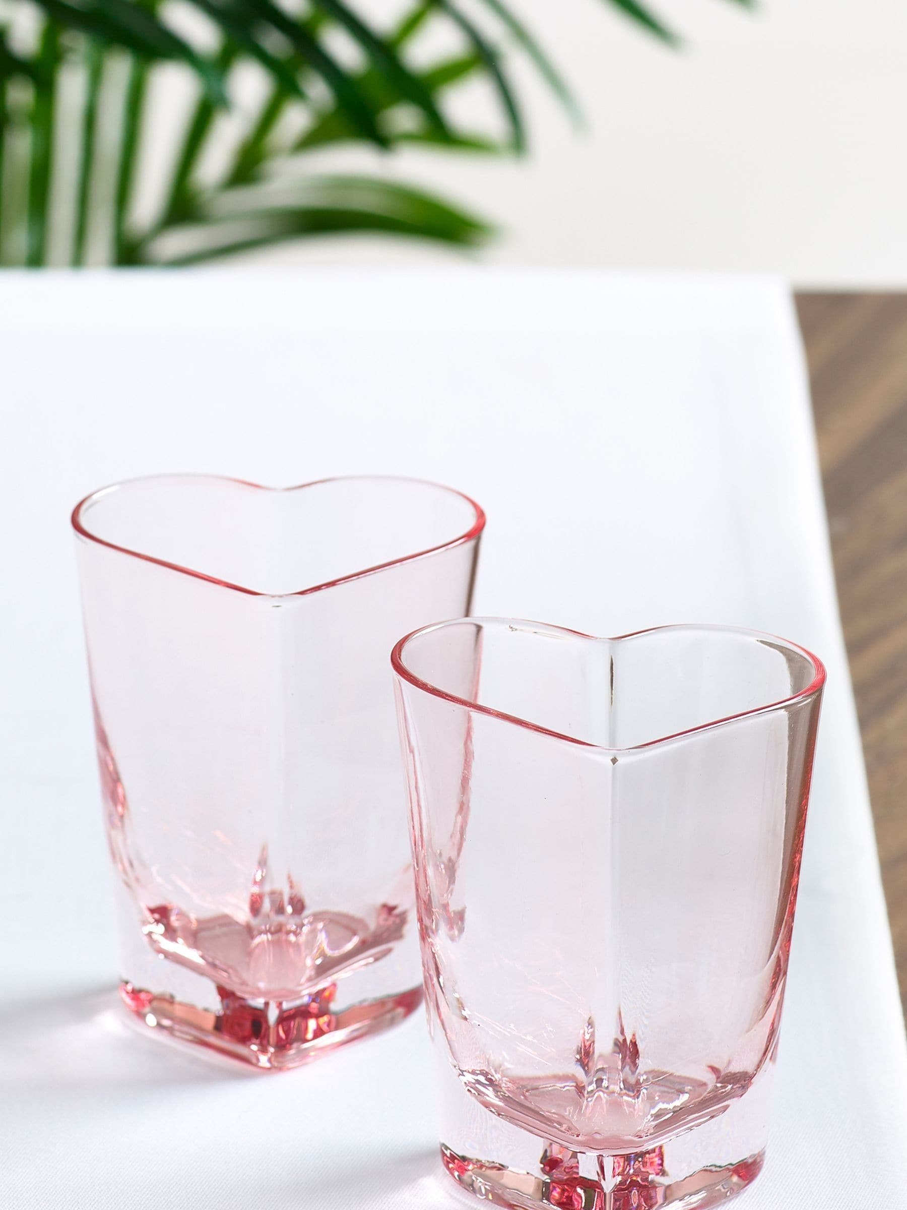 Pink heart tumbler glasses set of 2 (British brand)