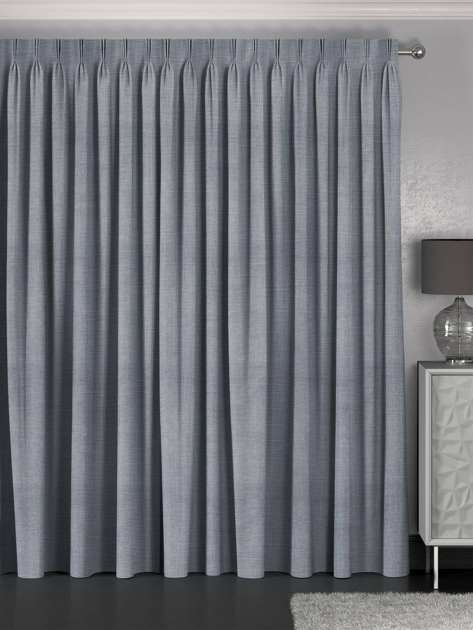 Blue Nikki made to measure cotton linen curtains, imported from the UK