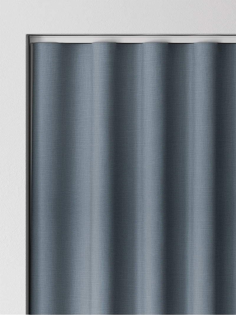 Blue Nikki made to measure cotton linen curtains, imported from the UK